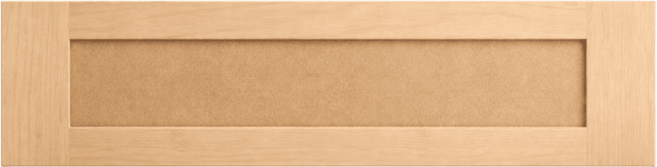 Unfinished shaker drawer front with maple frame and MDF center panel
